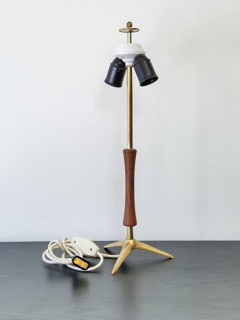 Mid-Century Teak And Brass Desk Lamp