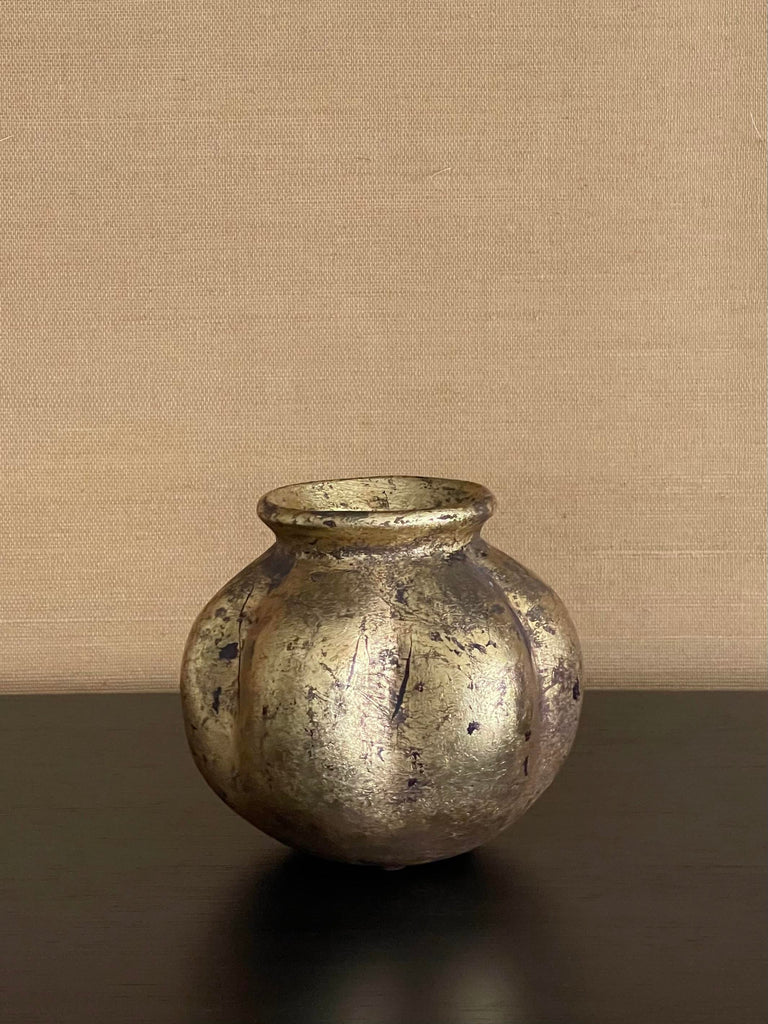 Gold-Leafed Mid-Century Lotus Shaped Vase