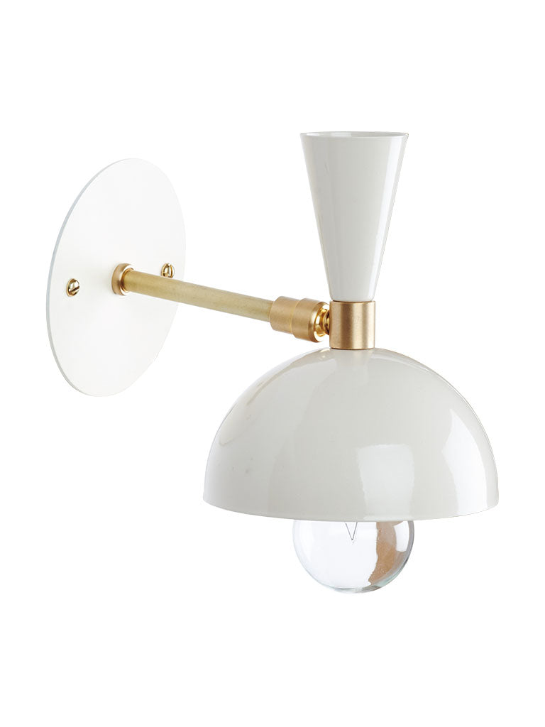 White & Brass Cozu Wall Sconce - In Stock
