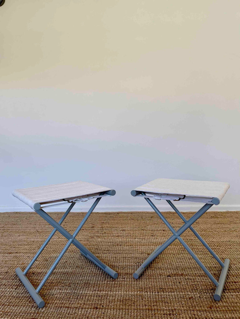 Light Gray & White Outdoor / Indoor X-Based Stools - SOLD