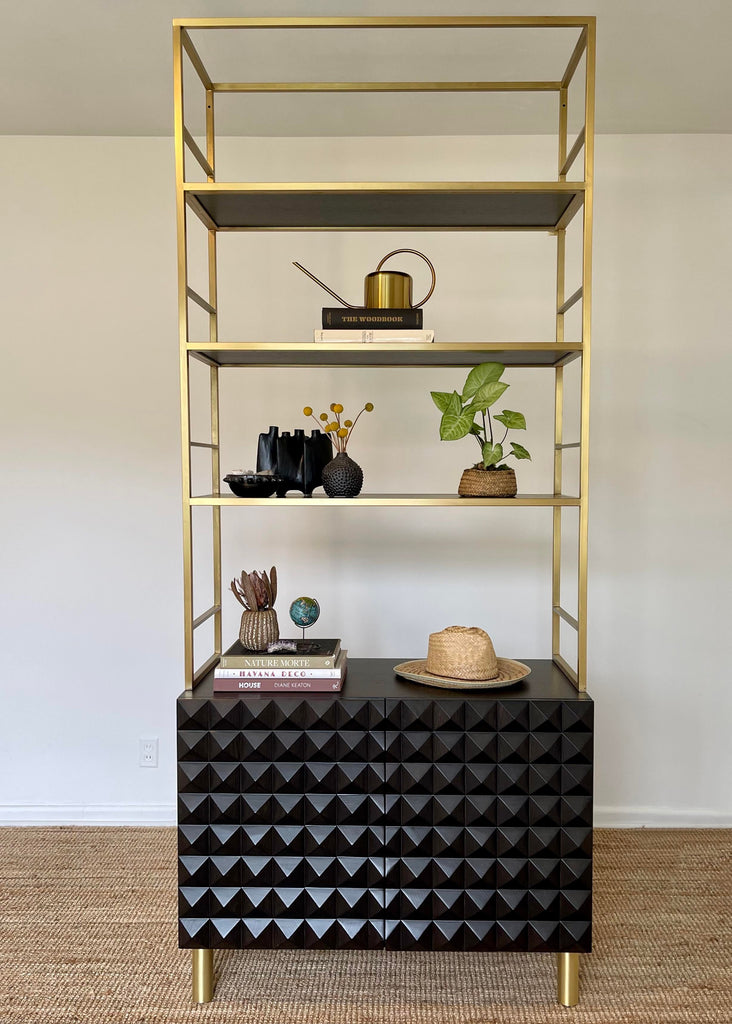 Rexford Cabinet With Brass Bookcase - Two In Stock