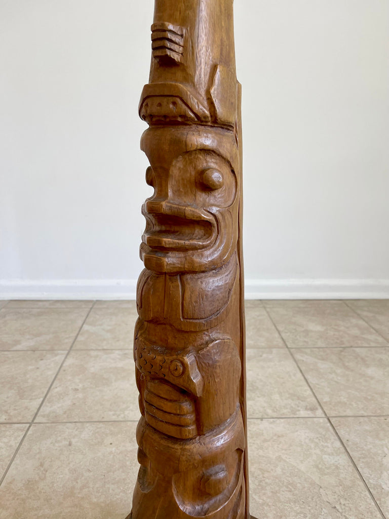 Monumental Hand-Carved Mid-Century Totem Pole Lamp