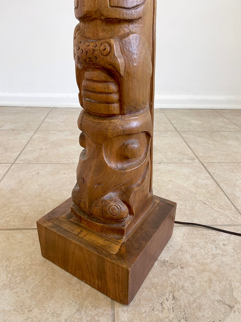 Monumental Hand-Carved Mid-Century Totem Pole Lamp