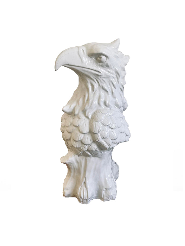Monumental White Ceramic Eagle Bust