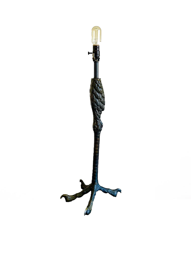 Monumental Cast Bronze Ostrich Leg Lamp In The Style of PE Guerin