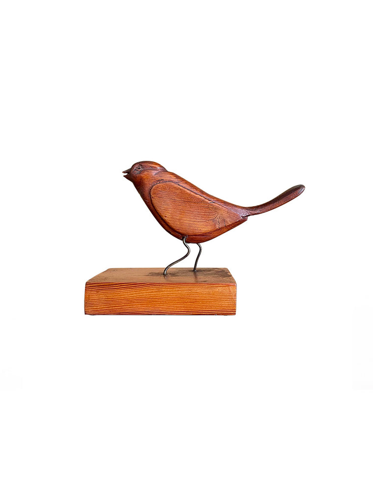 Vintage Outsider Folk Art Hand-Carved Bird Desk Sculpture
