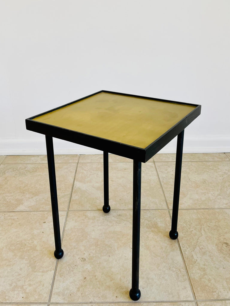 Custom Little Sabin Side Table With Brass Top - In Stock