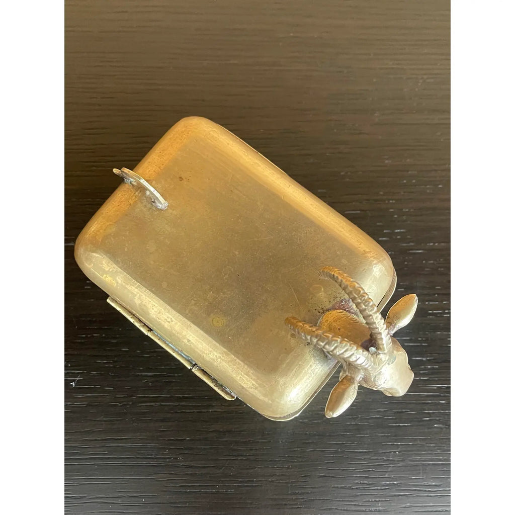 Small Early 20th-Century Anglo-Indian Brass Ram Betel Box