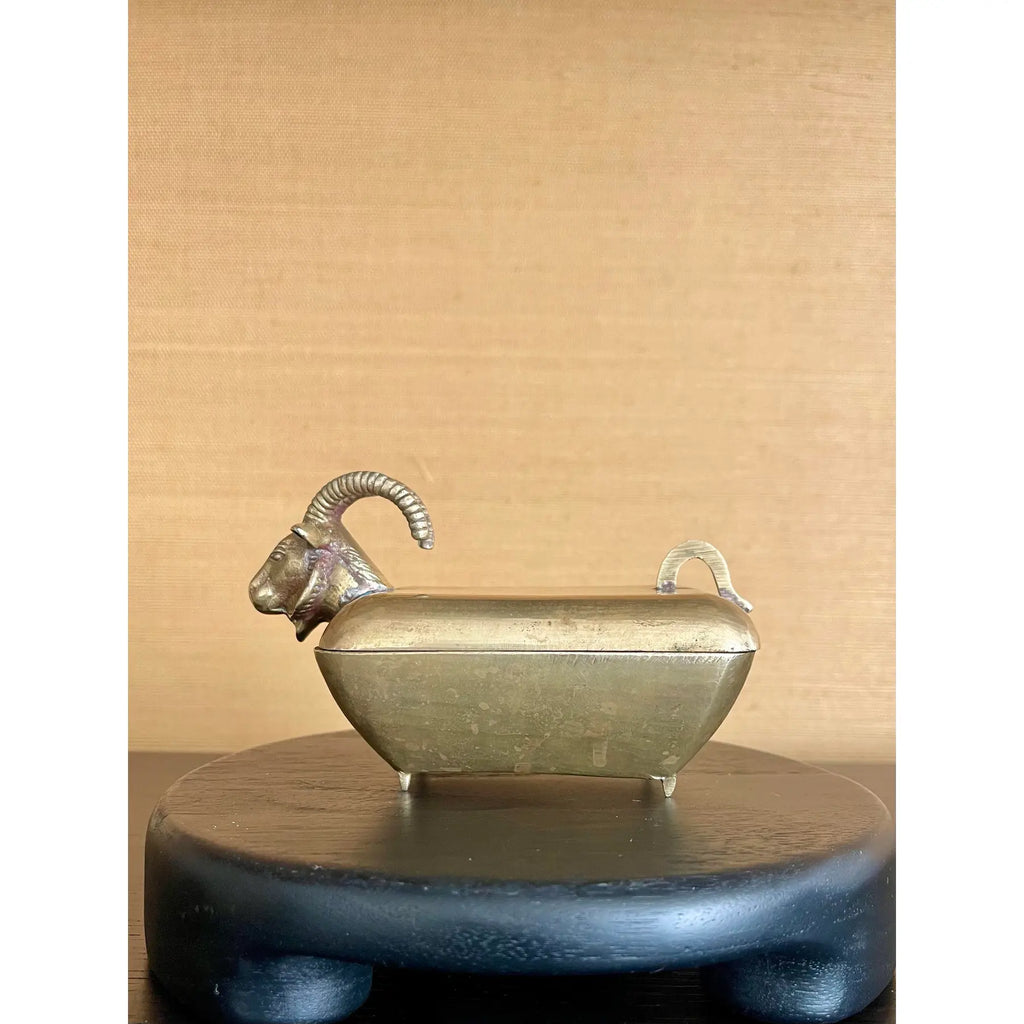 Small Early 20th-Century Anglo-Indian Brass Ram Betel Box