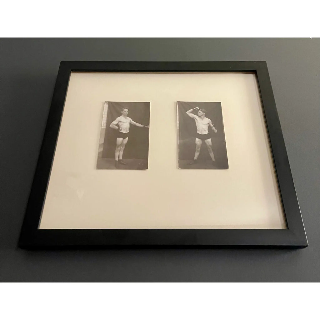 Early 20th-Century Strongman Studies — Framed Photographic Pair