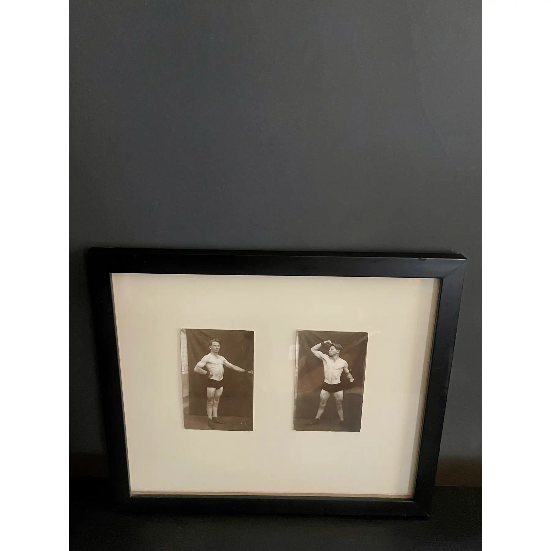 Early 20th-Century Strongman Studies — Framed Photographic Pair
