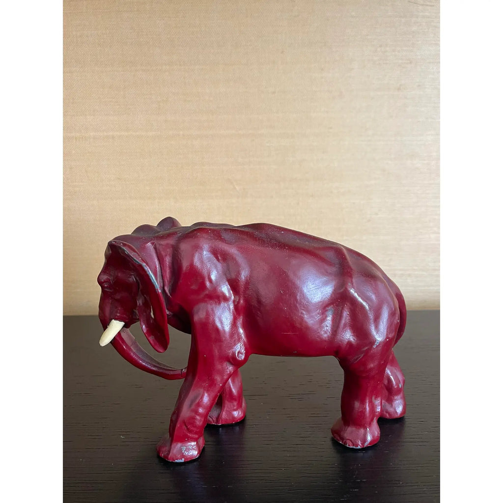 1960's Hollywood Regency Cinnabar Red Elephant