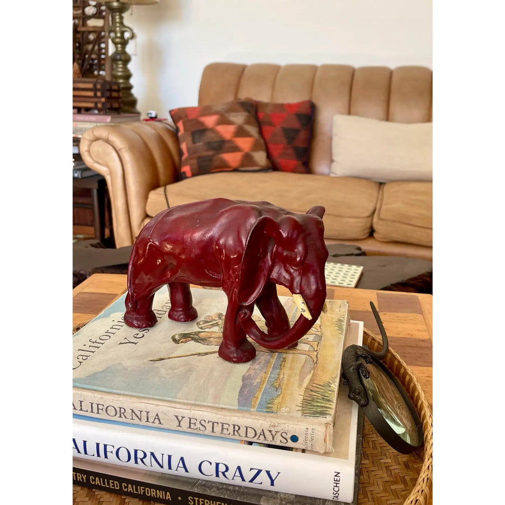 1960's Hollywood Regency Cinnabar Red Elephant