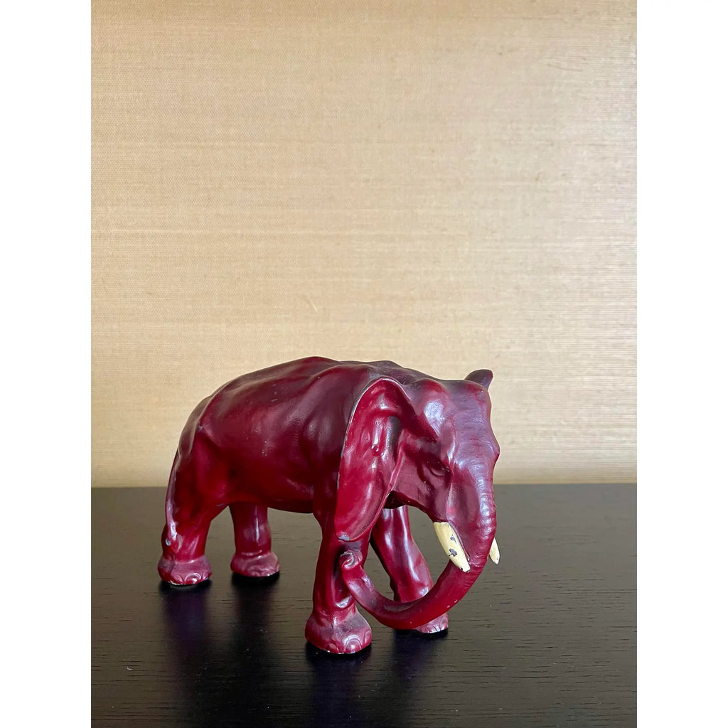 1960's Hollywood Regency Cinnabar Red Elephant
