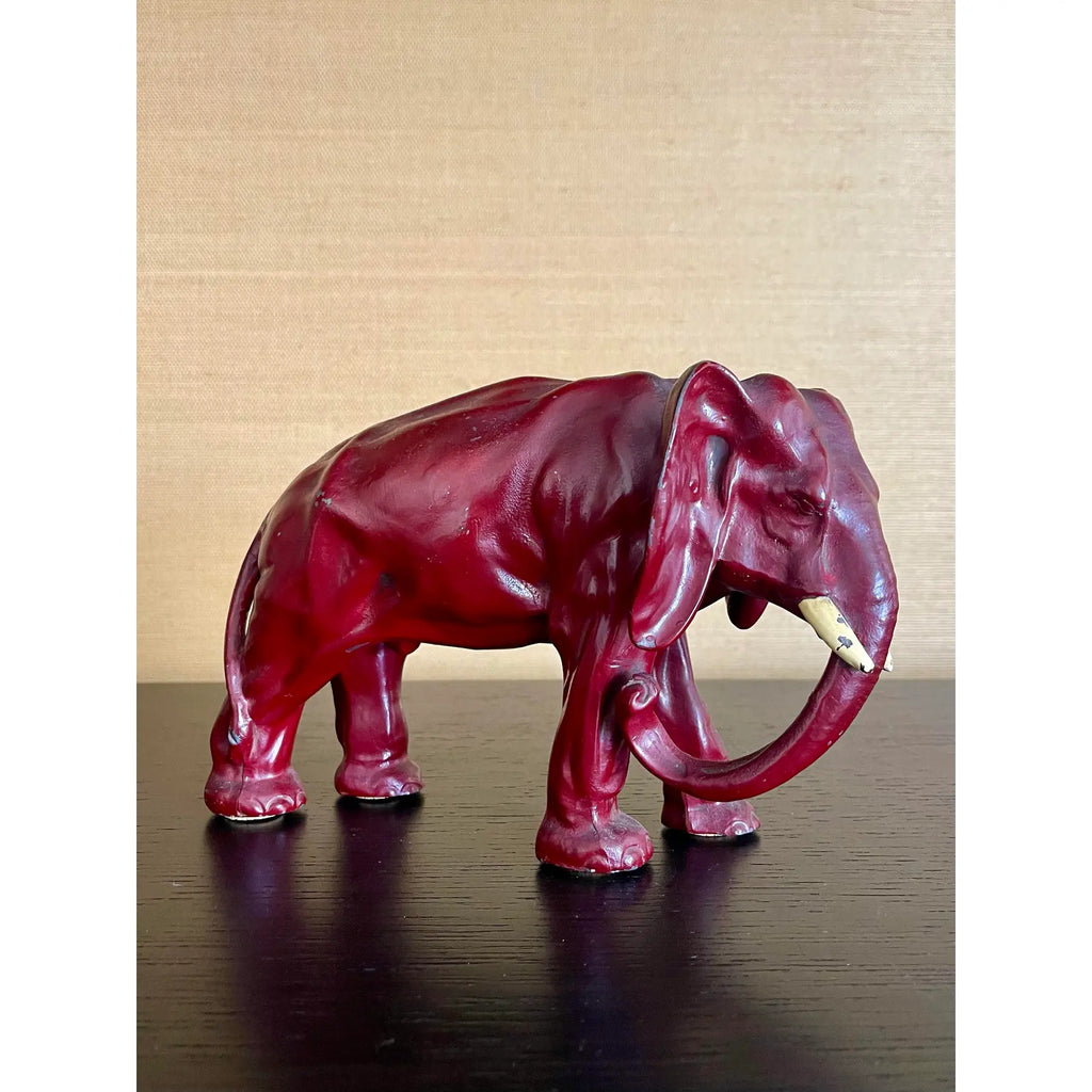 1960's Hollywood Regency Cinnabar Red Elephant