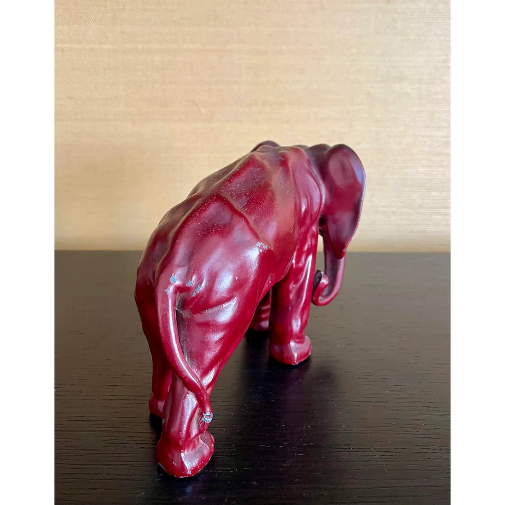1960's Hollywood Regency Cinnabar Red Elephant