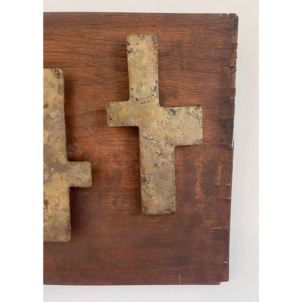 Mid-Century Outsider Art Wood And Steel Wall Sculpture