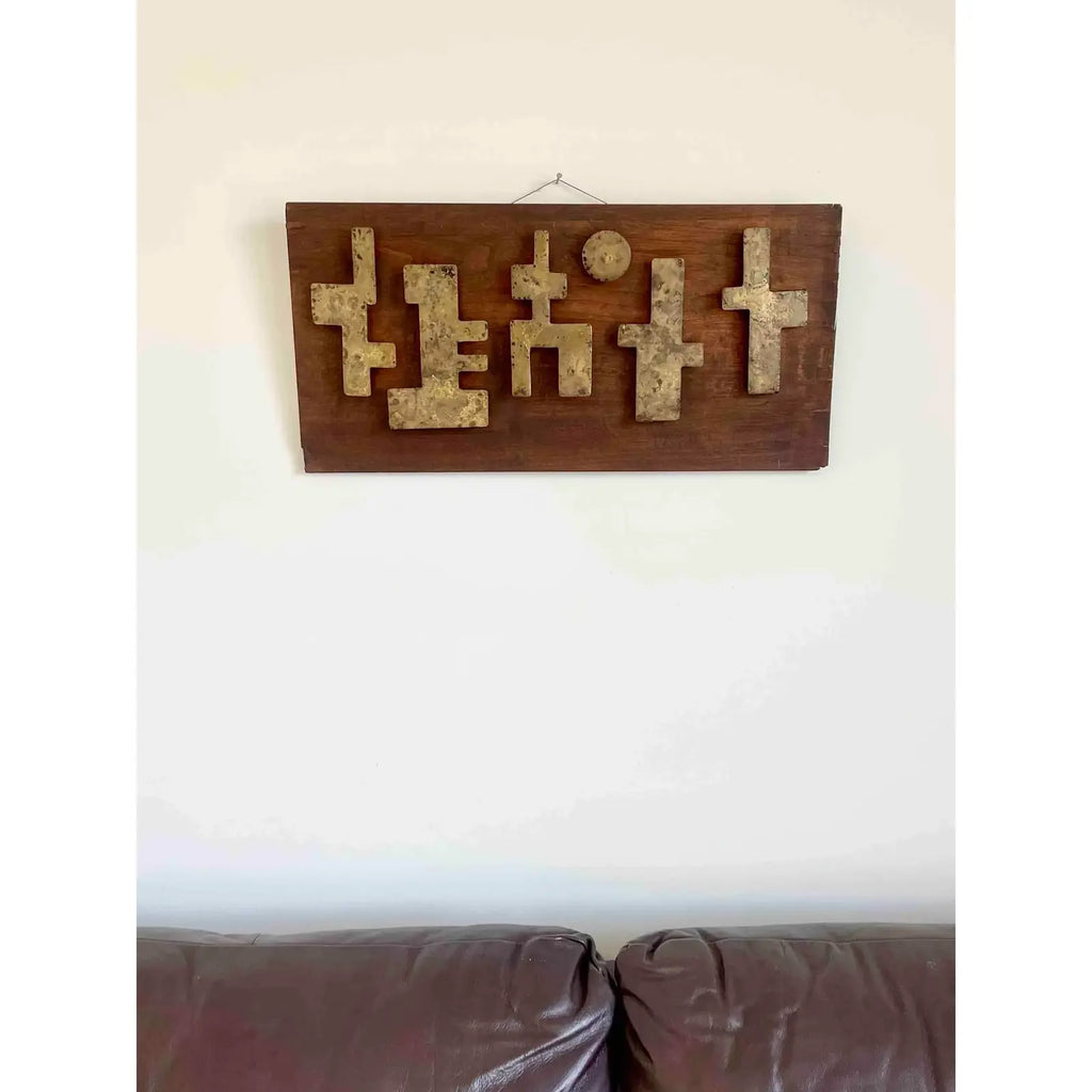 Mid-Century Outsider Art Wood And Steel Wall Sculpture