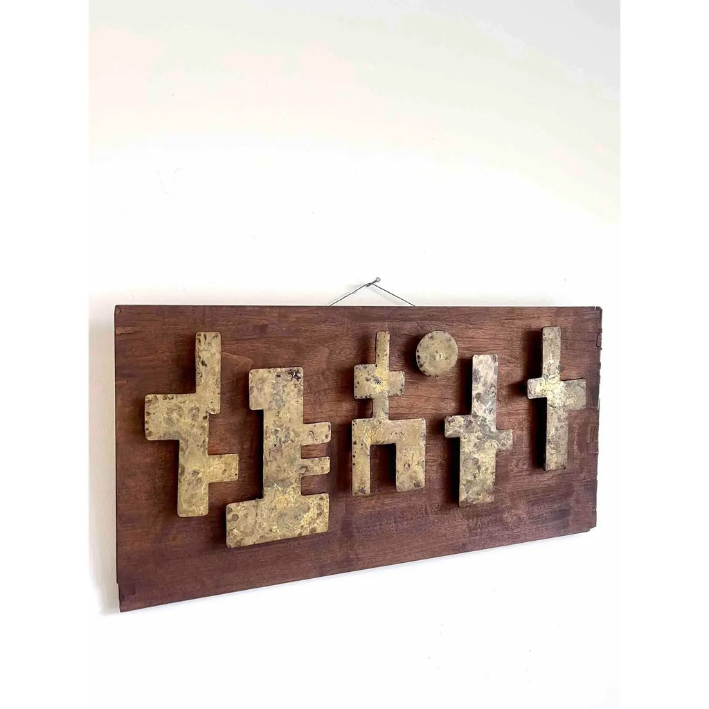 Mid-Century Outsider Art Wood And Steel Wall Sculpture