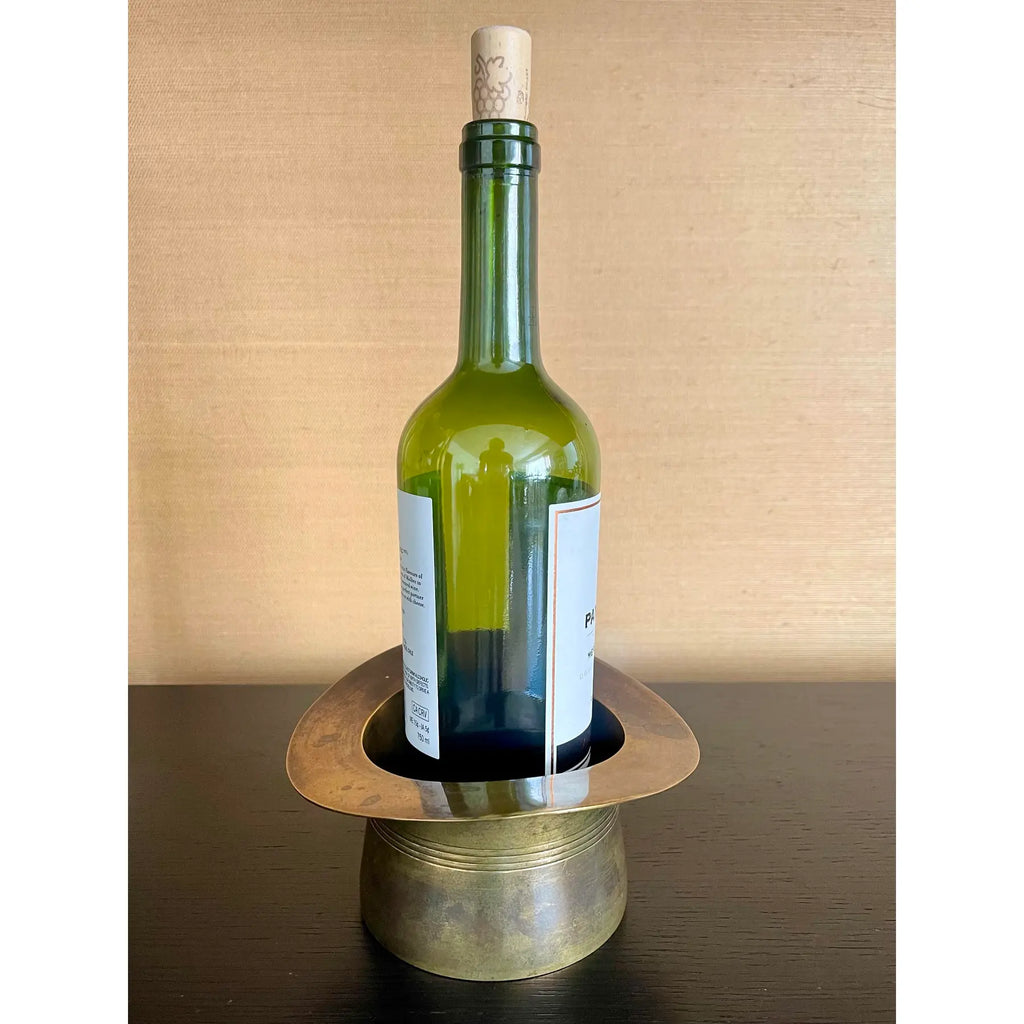 Sculptural Brass Top Hat Wine Champagne Coaster