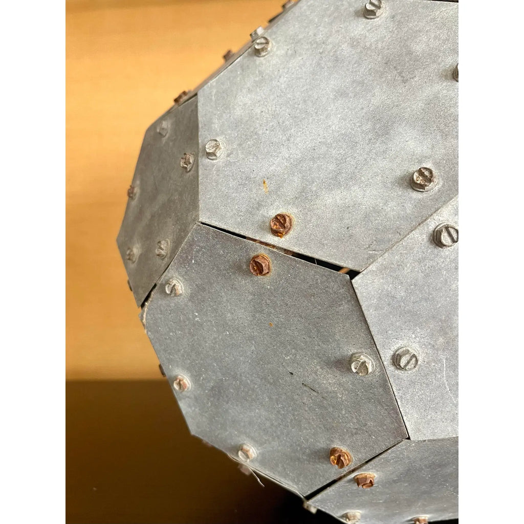 Monumental Vintage 32-Faceted Riveted Steel Geometric Sculpture