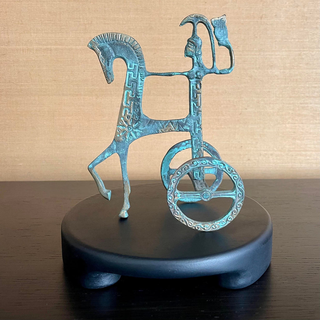 Mid-Century Bronze Chariot Desk Sculpture By Frederick Weinberg