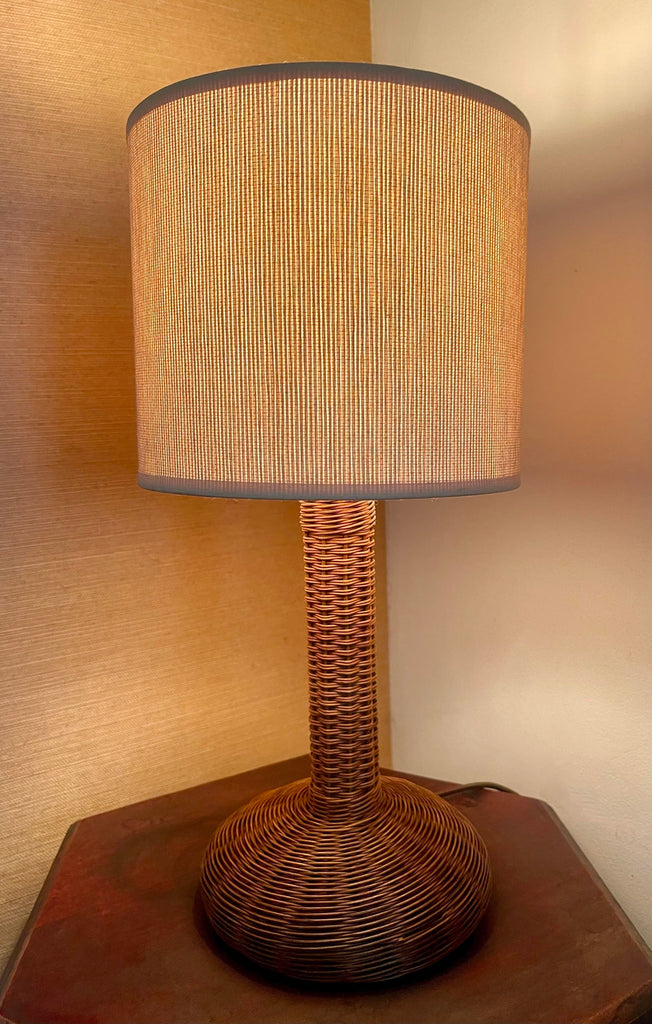 1940s Rattan Desk Lamp With Shade