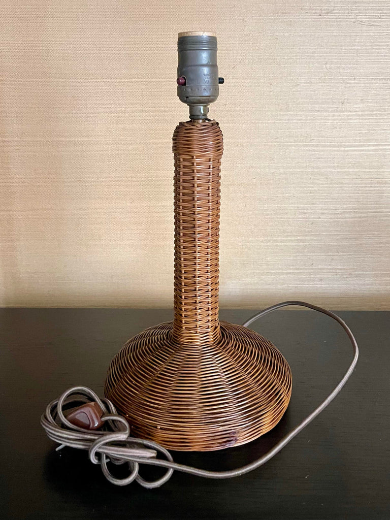 1940s Rattan Desk Lamp With Shade