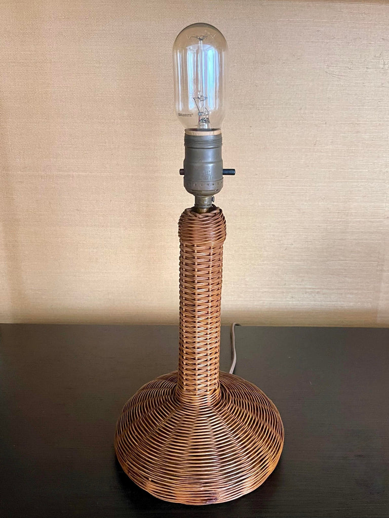 1940s Rattan Desk Lamp With Shade