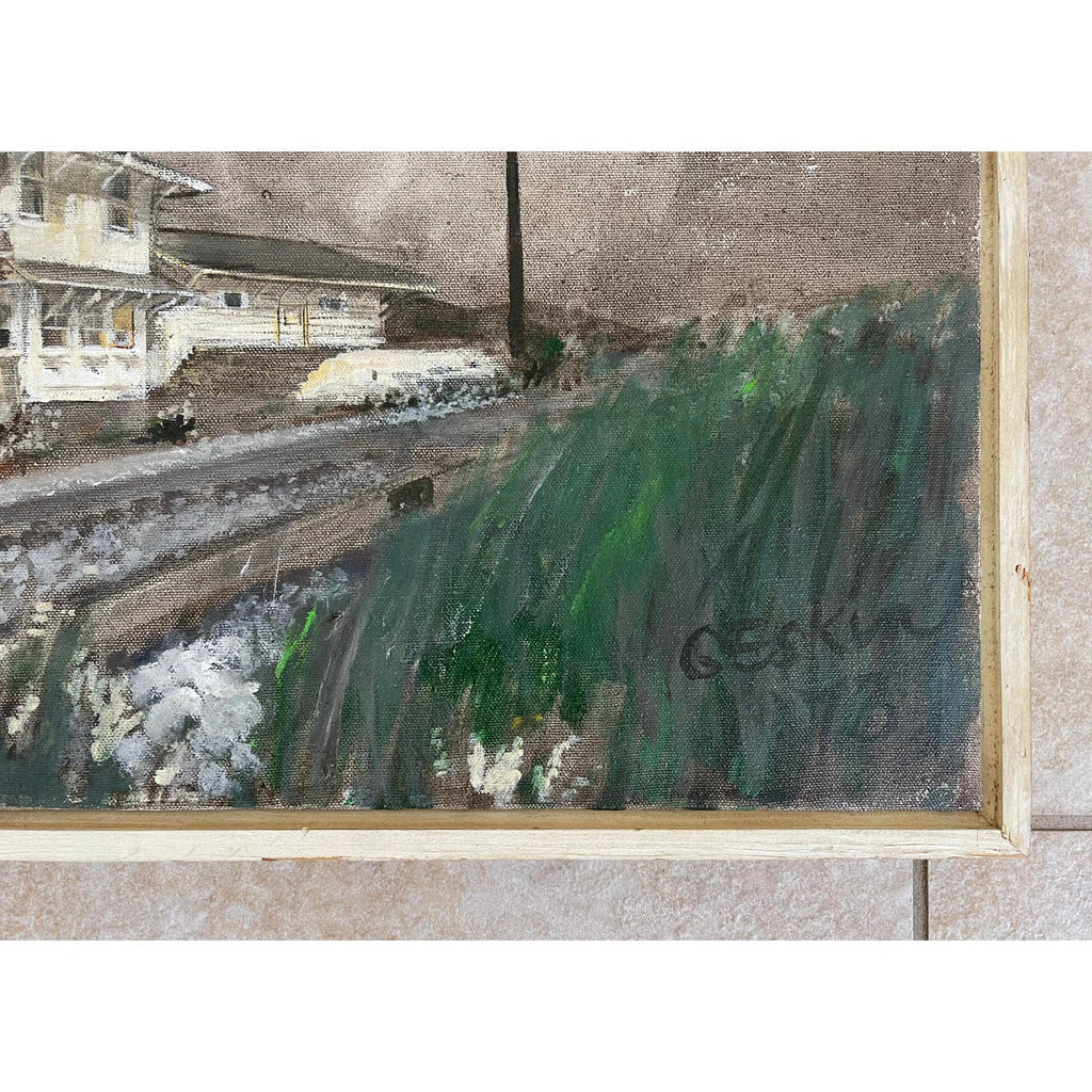 Vintage Architectural Painting of the Old Ventura Railroad Station