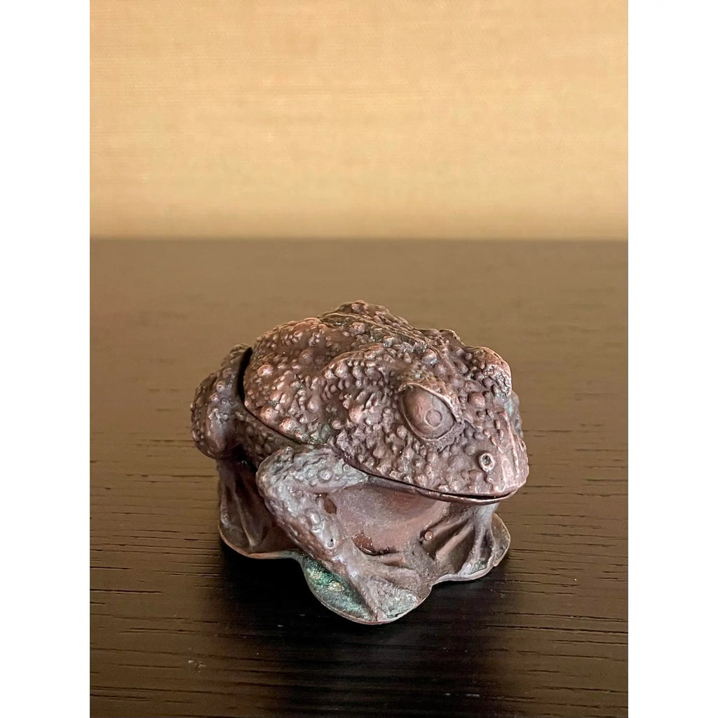 Vintage Japanese Cast-Metal Toad Trinket Box