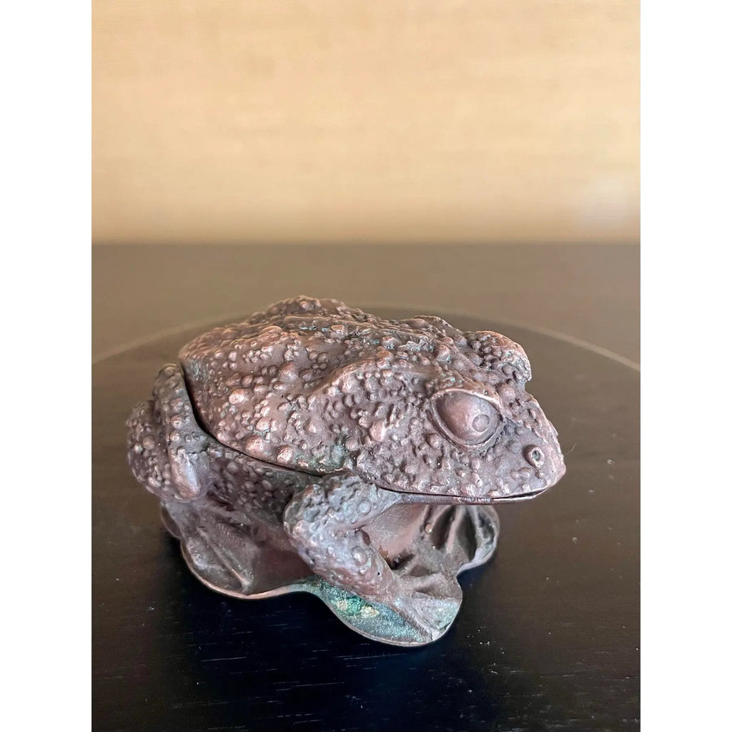 Vintage Japanese Cast-Metal Toad Trinket Box