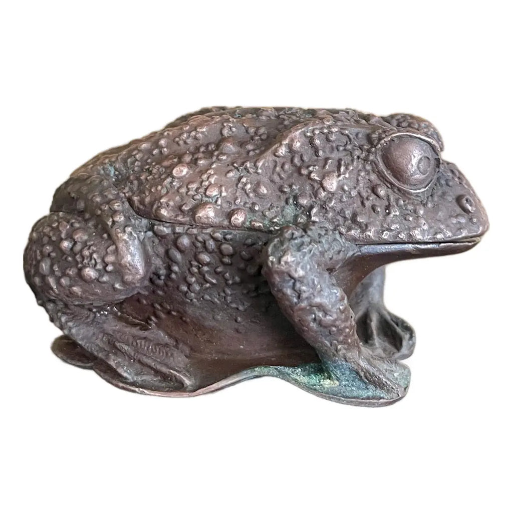 Vintage Japanese Cast-Metal Toad Trinket Box