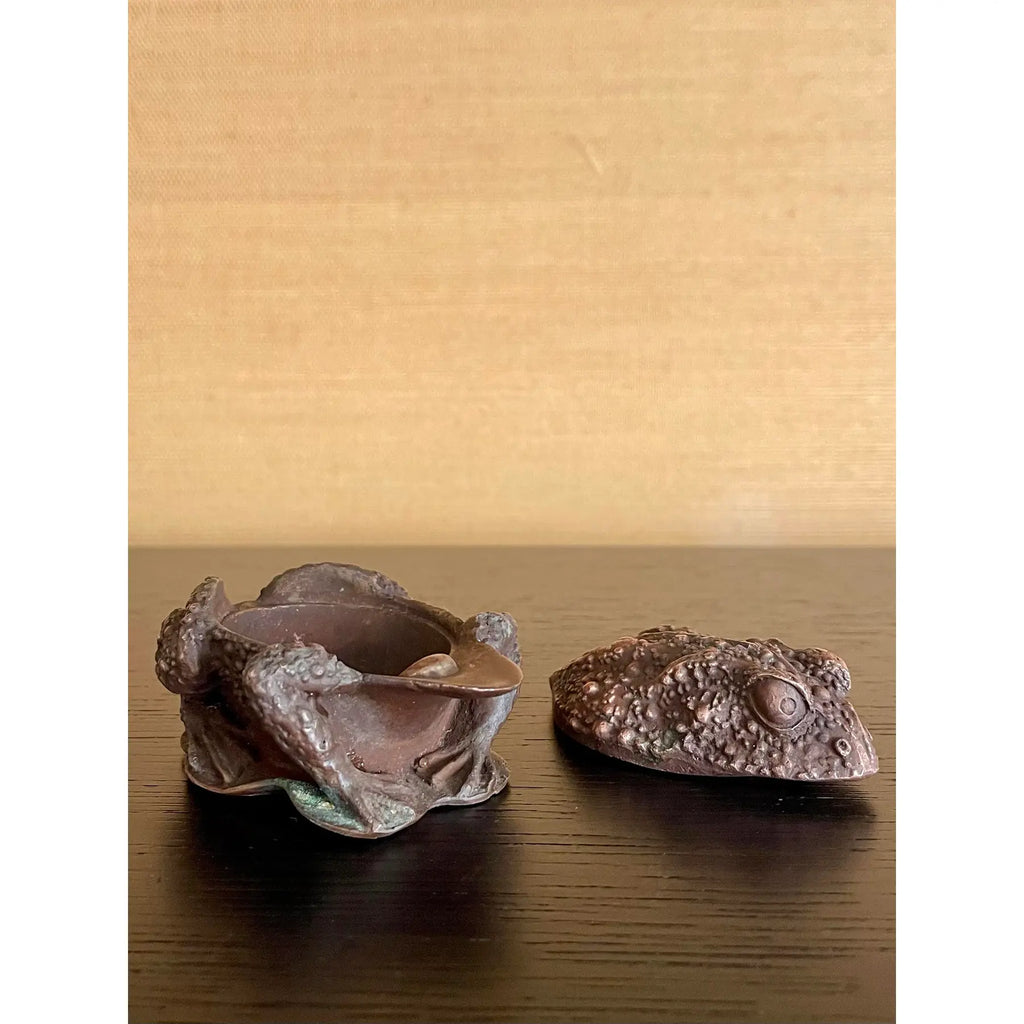 Vintage Japanese Cast-Metal Toad Trinket Box