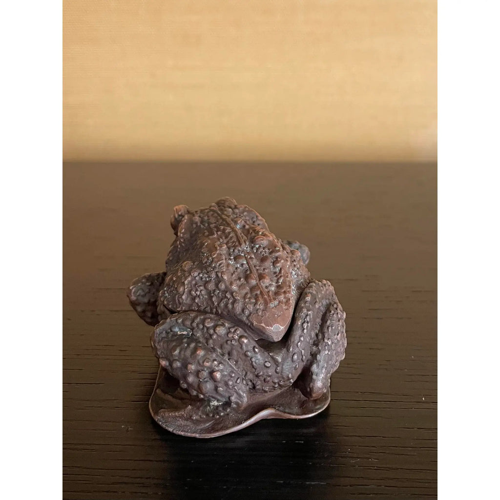 Vintage Japanese Cast-Metal Toad Trinket Box