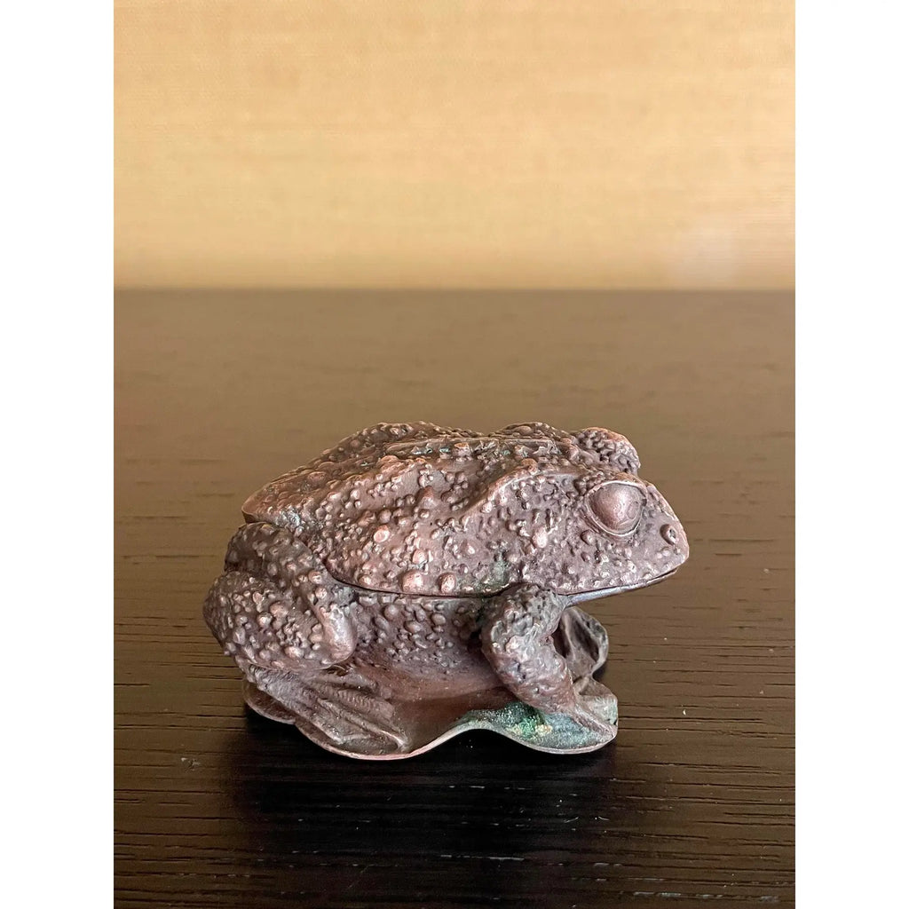 Vintage Japanese Cast-Metal Toad Trinket Box