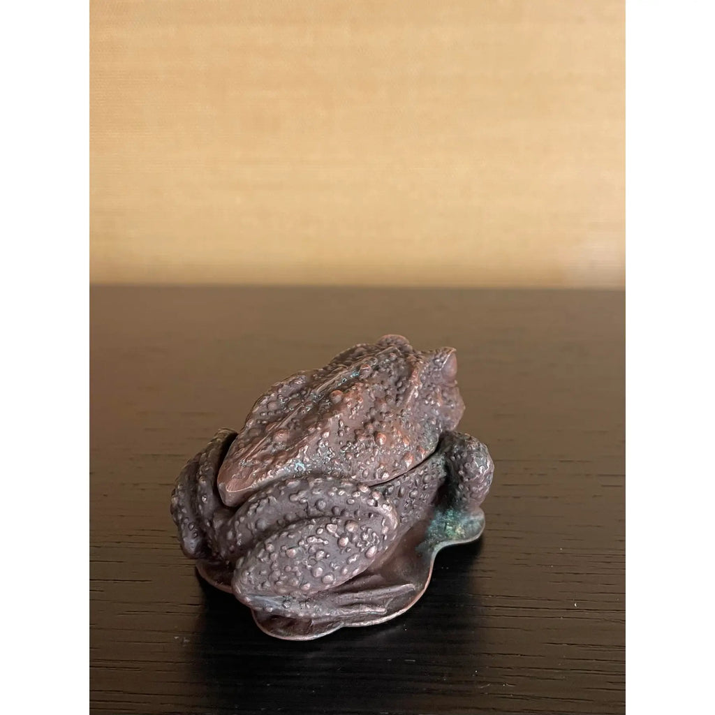 Vintage Japanese Cast-Metal Toad Trinket Box