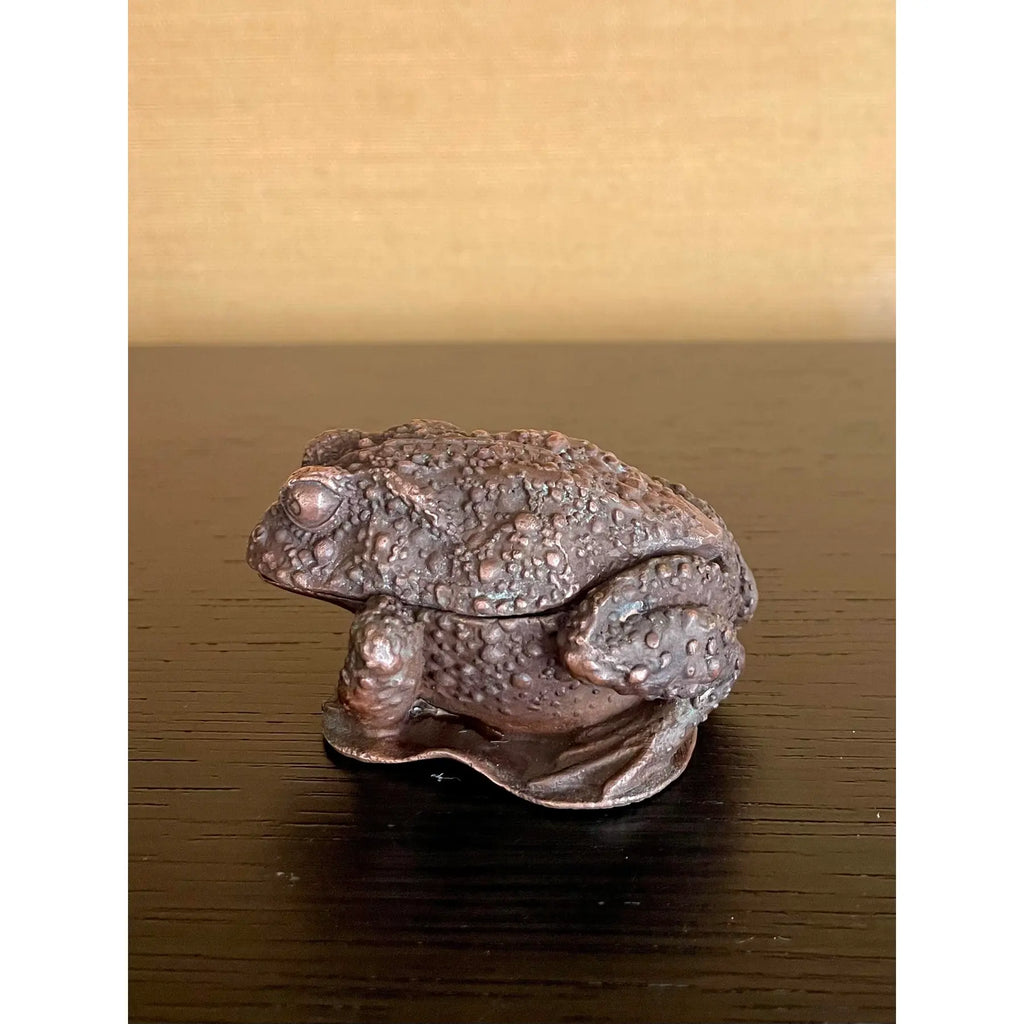 Vintage Japanese Cast-Metal Toad Trinket Box