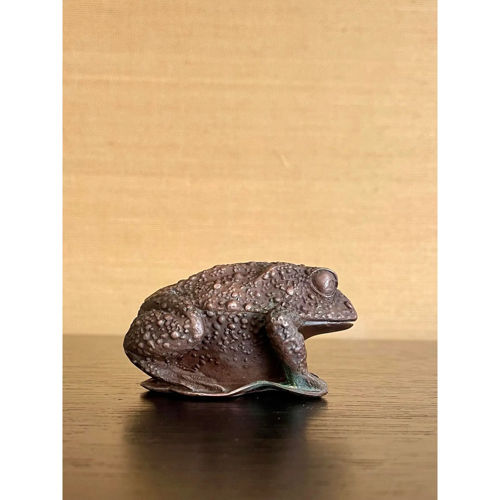 Vintage Japanese Cast-Metal Toad Trinket Box