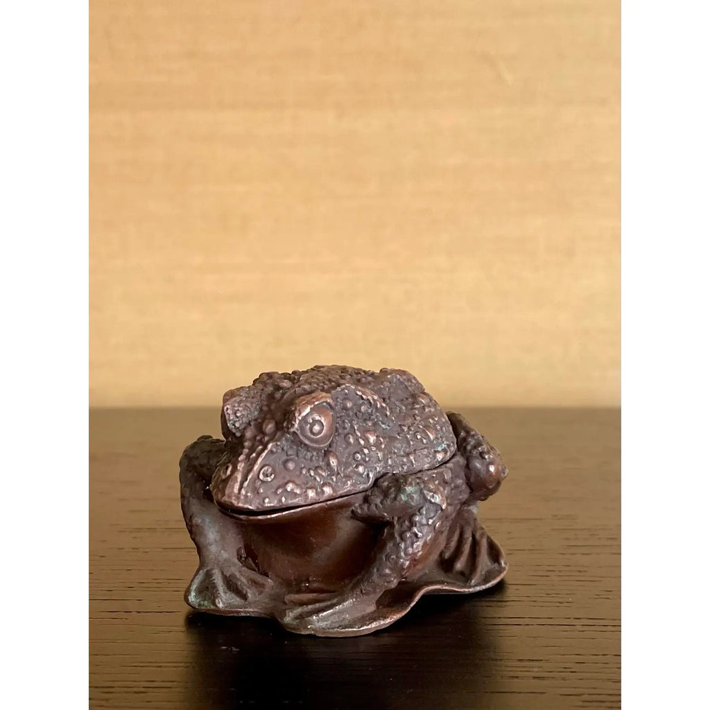 Vintage Japanese Cast-Metal Toad Trinket Box