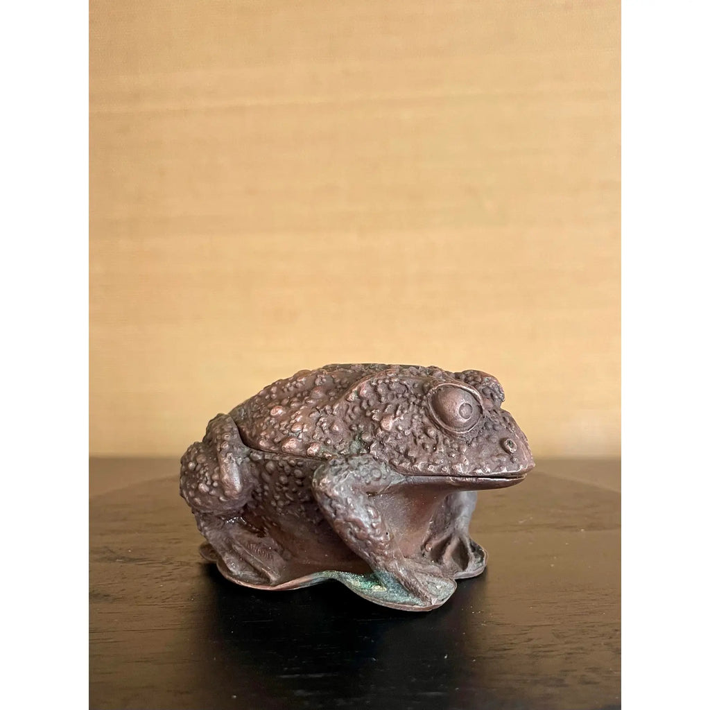 Vintage Japanese Cast-Metal Toad Trinket Box