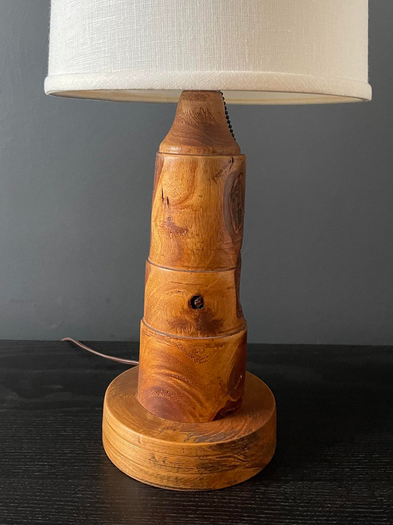 1960's Arts and Crafts Spun Wood Desk Lamp