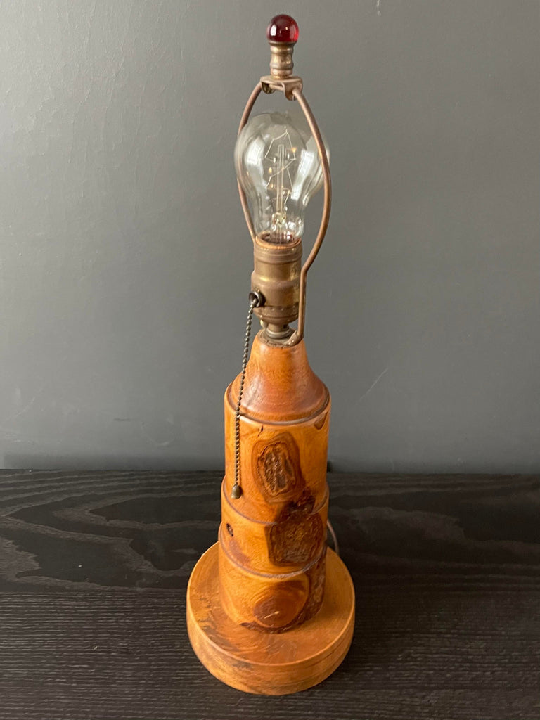 1960's Arts and Crafts Spun Wood Desk Lamp