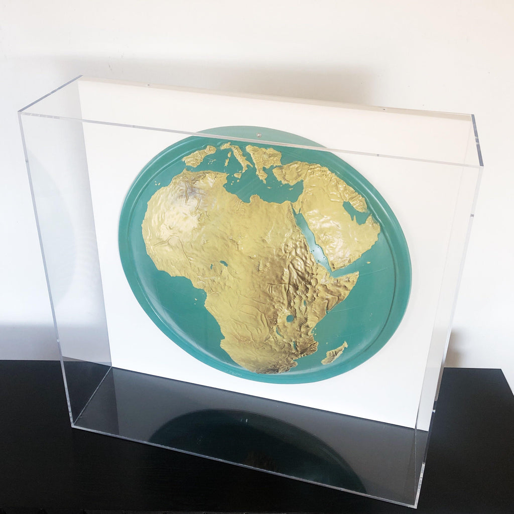 Lucite-Framed Topographical Map of Africa
